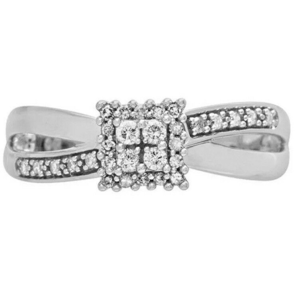 10k Solid White Gold  And Diamond Ring